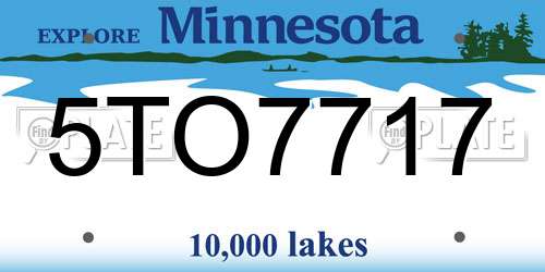 5TO7717 Minnesota License Plate