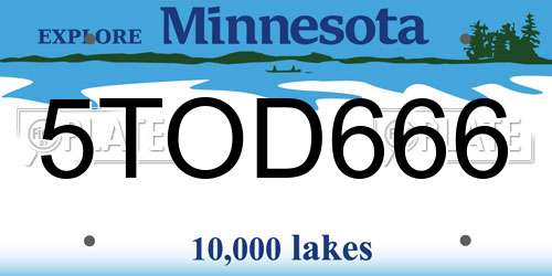 5TOD666 Minnesota License Plate