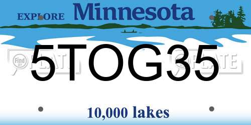 5TOG35 Minnesota License Plate