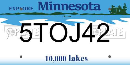 5TOJ42 Minnesota License Plate