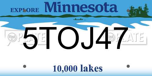 5TOJ47 Minnesota License Plate