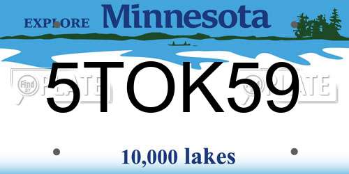 5TOK59 Minnesota License Plate