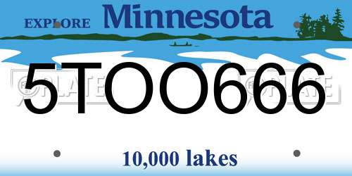 5TOO666 Minnesota License Plate
