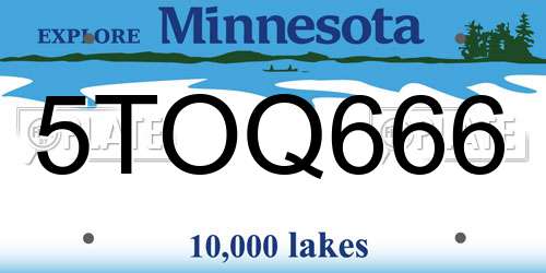 5TOQ666 Minnesota License Plate