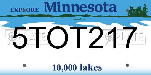 5TOT217 Minnesota License Plate