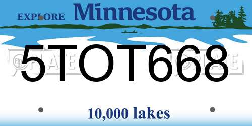 5TOT668 Minnesota License Plate