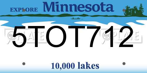 5TOT712 Minnesota License Plate