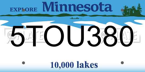 5TOU380 Minnesota License Plate