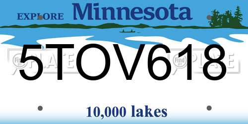 5TOV618 Minnesota License Plate