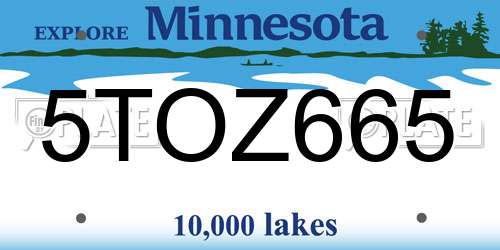 5TOZ665 Minnesota License Plate