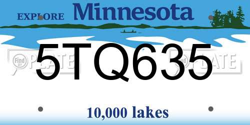 5TQ635 Minnesota License Plate