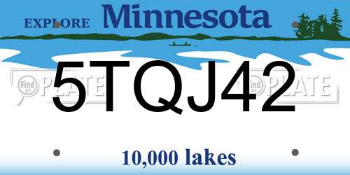 5TQJ42 Minnesota License Plate