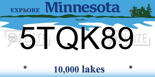 5TQK89 Minnesota License Plate