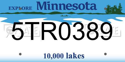 5TR0389 Minnesota License Plate