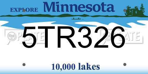 5TR326 Minnesota License Plate