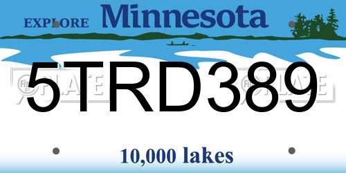 5TRD389 Minnesota License Plate