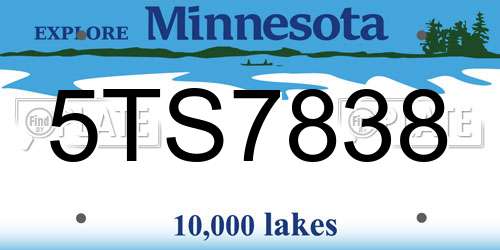 5TS7838 Minnesota License Plate