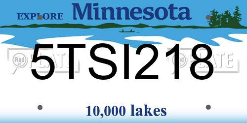 5TSI218 Minnesota License Plate