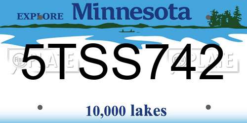 5TSS742 Minnesota License Plate