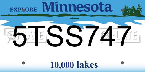 5TSS747 Minnesota License Plate