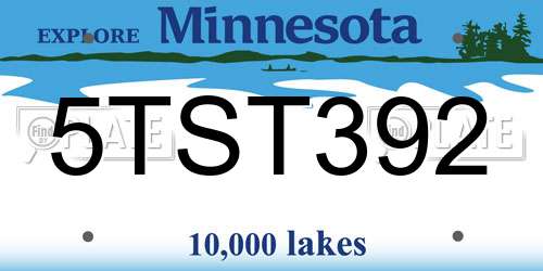 5TST392 Minnesota License Plate