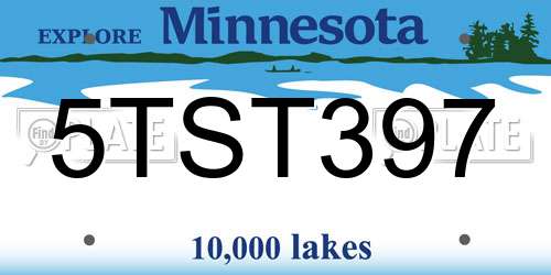 5TST397 Minnesota License Plate