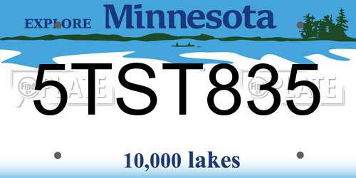 5TST835 Minnesota License Plate