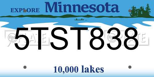 5TST838 Minnesota License Plate