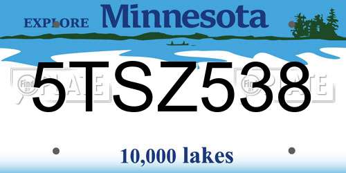 5TSZ538 Minnesota License Plate