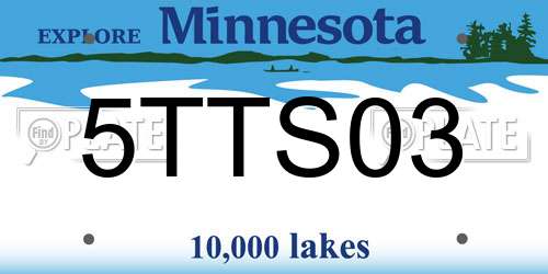 5TTS03 Minnesota License Plate