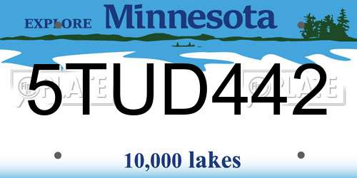 5TUD442 Minnesota License Plate