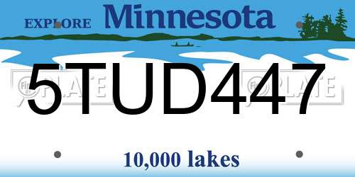 5TUD447 Minnesota License Plate