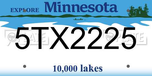 5TX2225 Minnesota License Plate