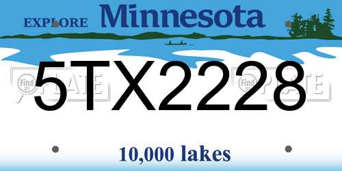5TX2228 Minnesota License Plate