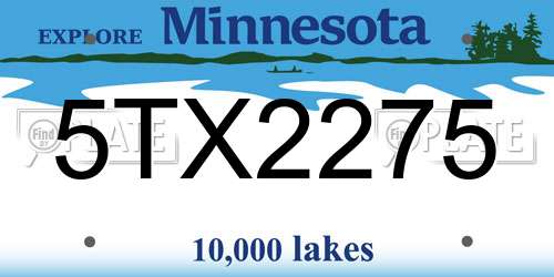 5TX2275 Minnesota License Plate