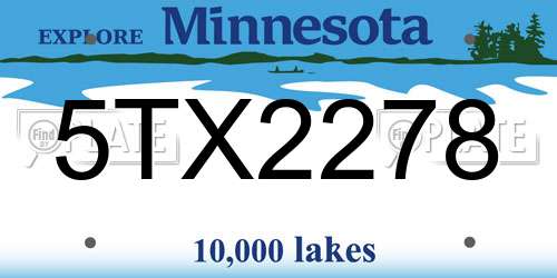 5TX2278 Minnesota License Plate
