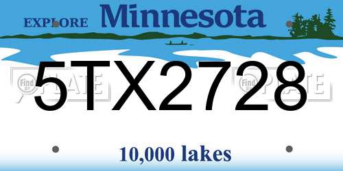 5TX2728 Minnesota License Plate