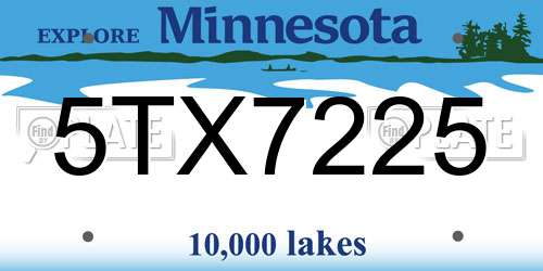5TX7225 Minnesota License Plate