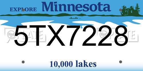 5TX7228 Minnesota License Plate