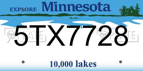 5TX7728 Minnesota License Plate
