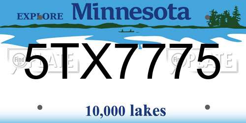 5TX7775 Minnesota License Plate