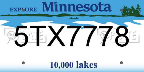 5TX7778 Minnesota License Plate