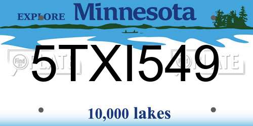 5TXI549 Minnesota License Plate