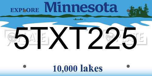 5TXT225 Minnesota License Plate