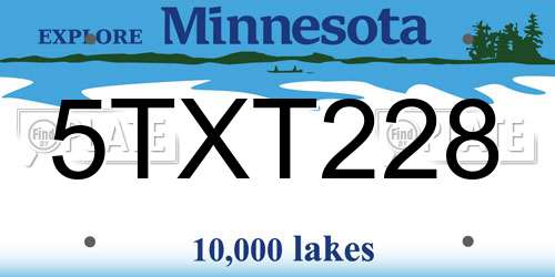 5TXT228 Minnesota License Plate