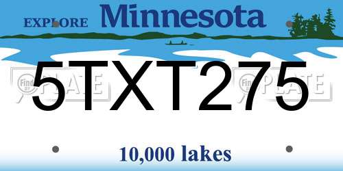 5TXT275 Minnesota License Plate