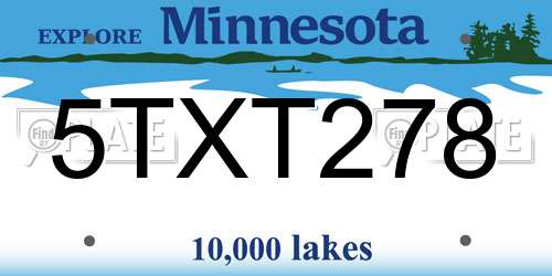 5TXT278 Minnesota License Plate