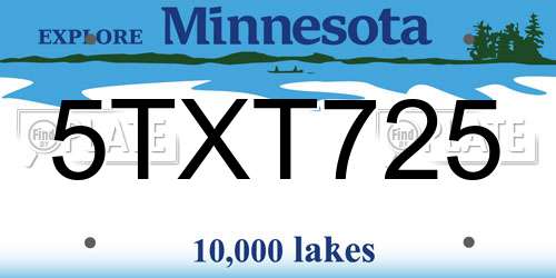 5TXT725 Minnesota License Plate