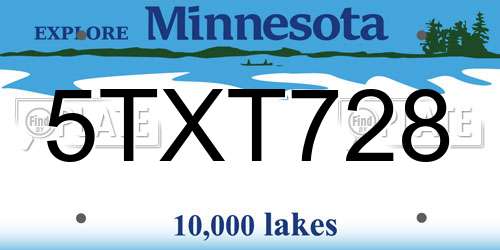 5TXT728 Minnesota License Plate