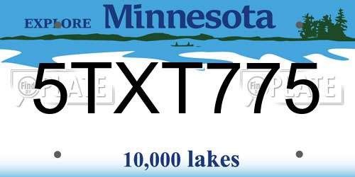 5TXT775 Minnesota License Plate